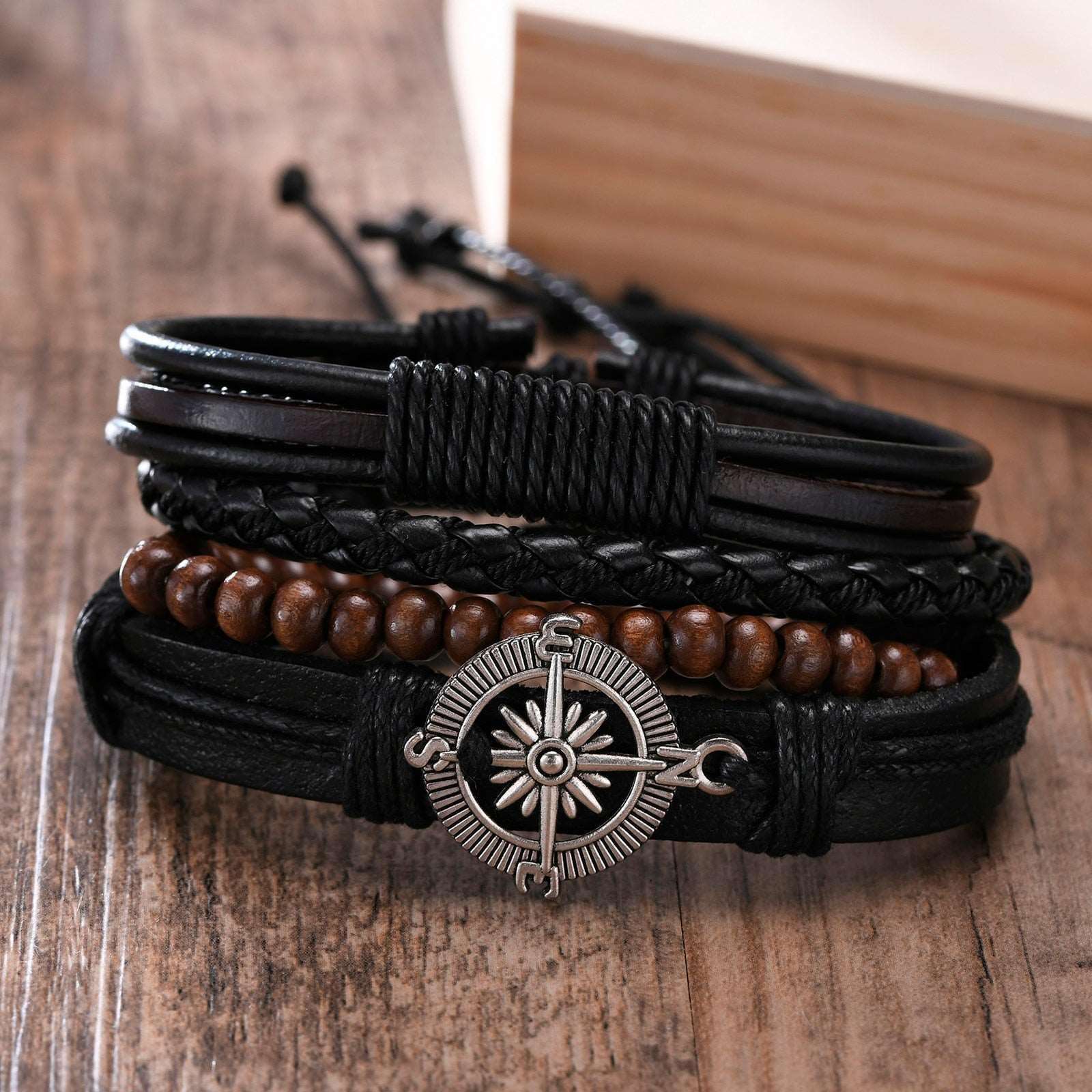 Men's Four Pieces Vintage Leather Bracelets - Alartis