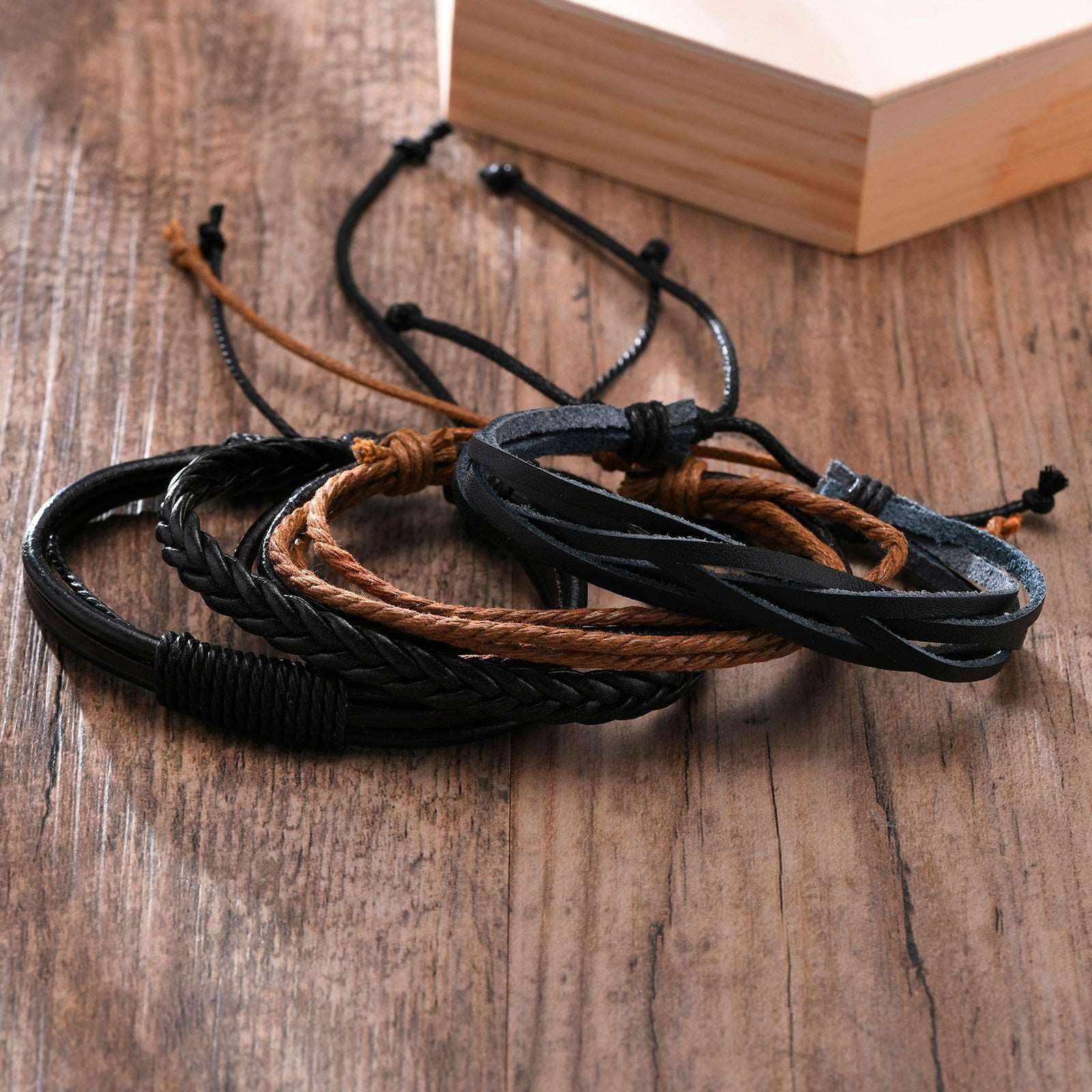 Men's Four Pieces Vintage Leather Bracelets - Alartis