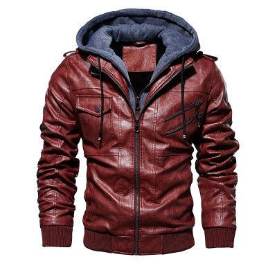 Men's Motorcycle Leather Jacket, Slim Fit Biker Coat - Alartis