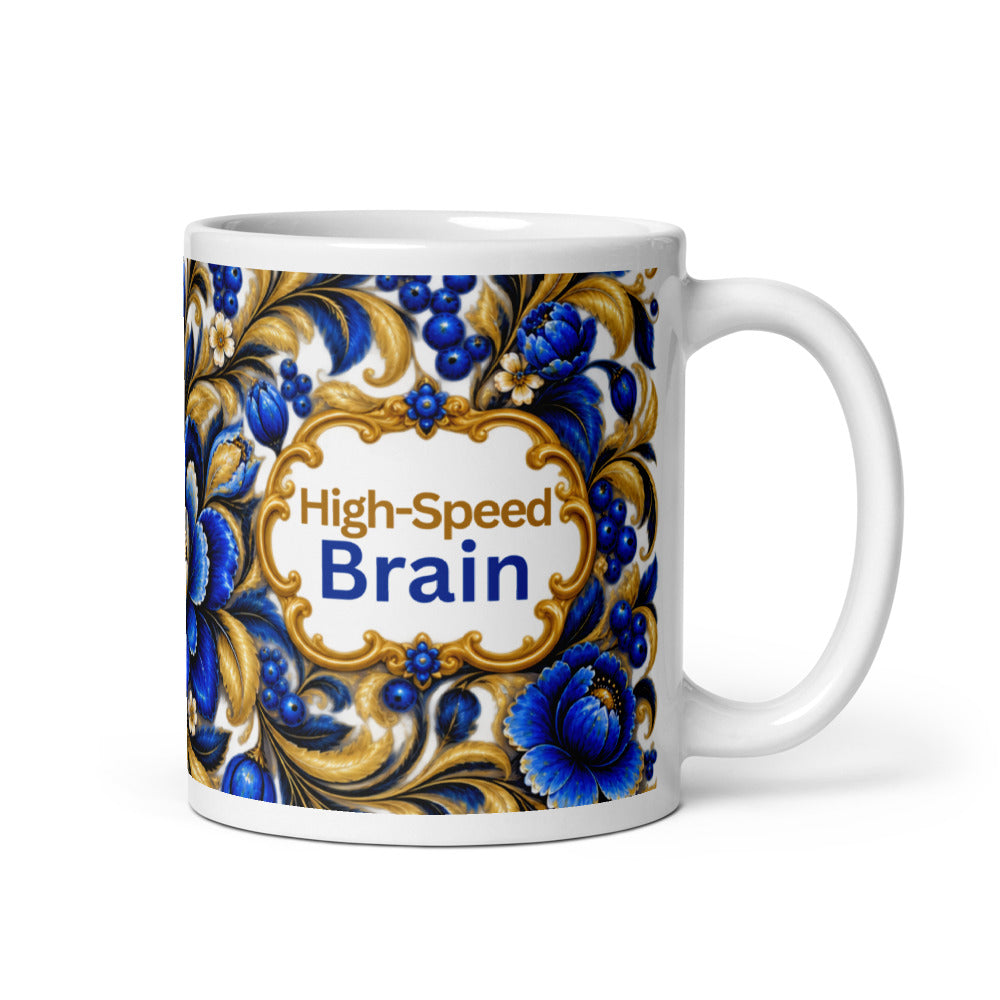 High-Speed Brain Mug | Blue Designer Cup for Quick Thinkers