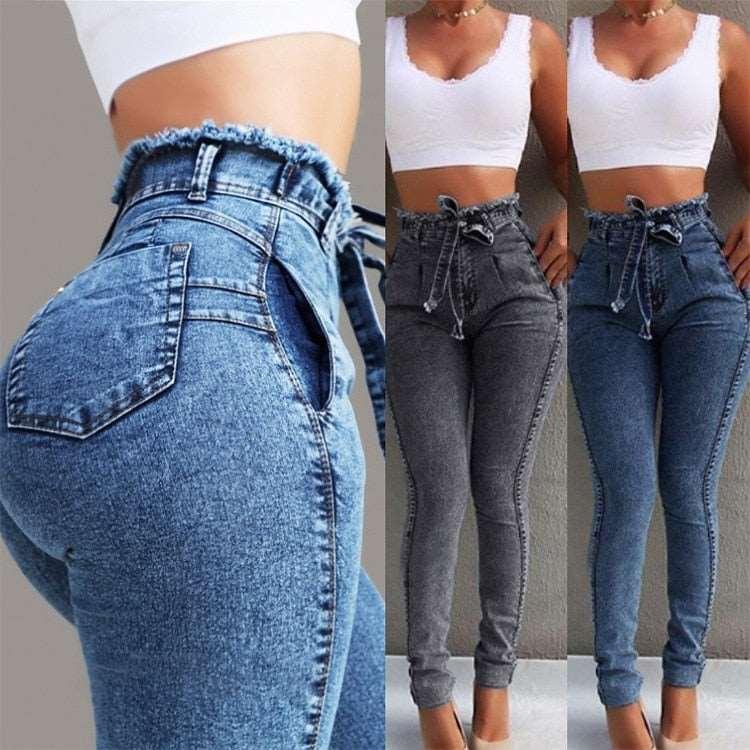 Women High-waist Fringed Jeans - Alartis