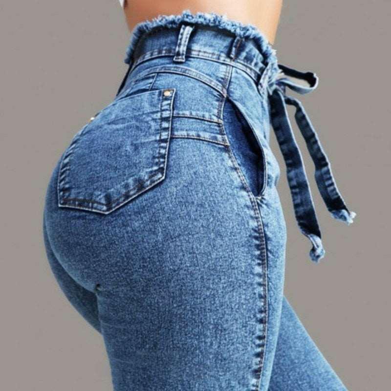 Women High-waist Fringed Jeans - Alartis