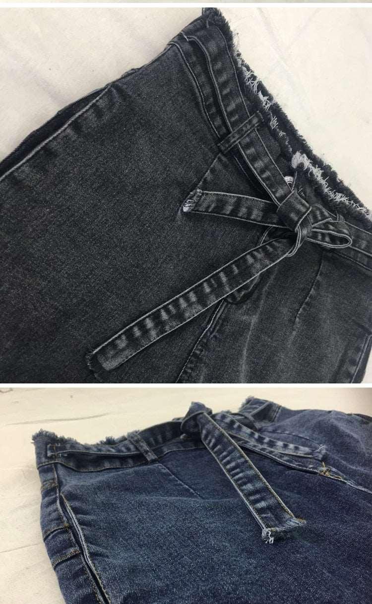 Women High-waist Fringed Jeans - Alartis