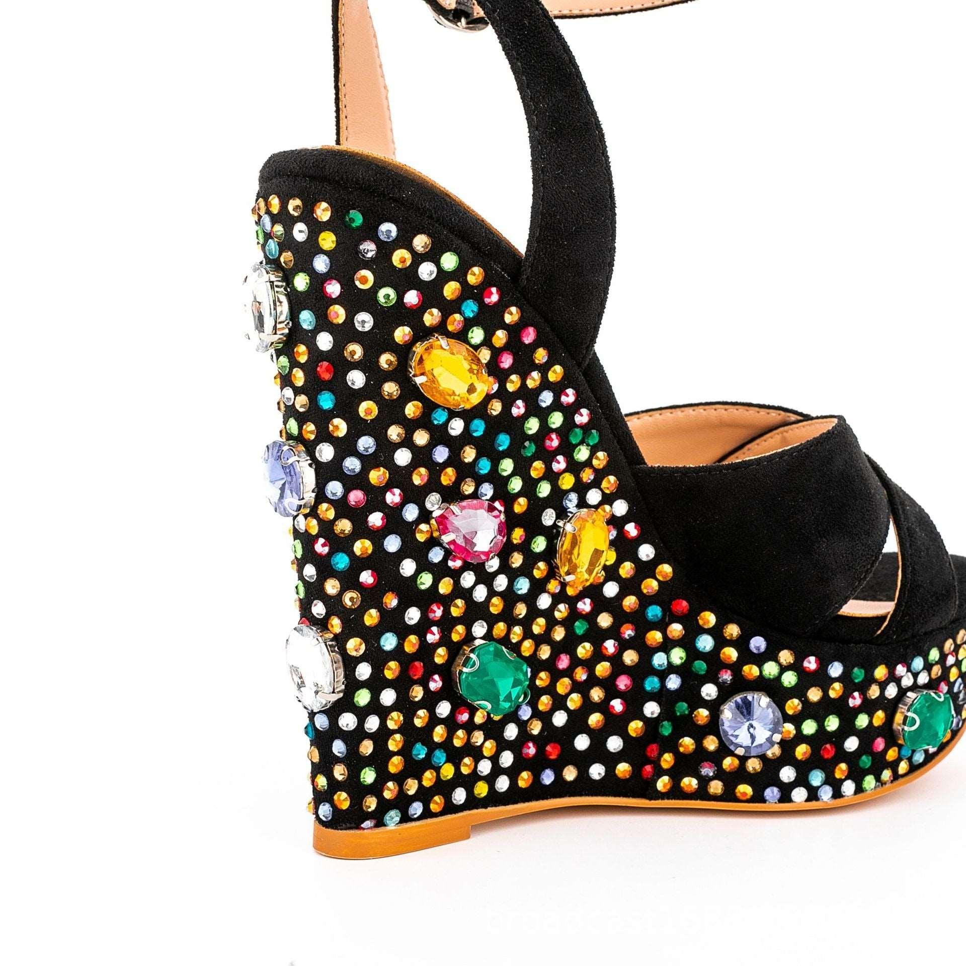 Women's Diamond Straight Buckle Heel Platform Sandals - Alartis