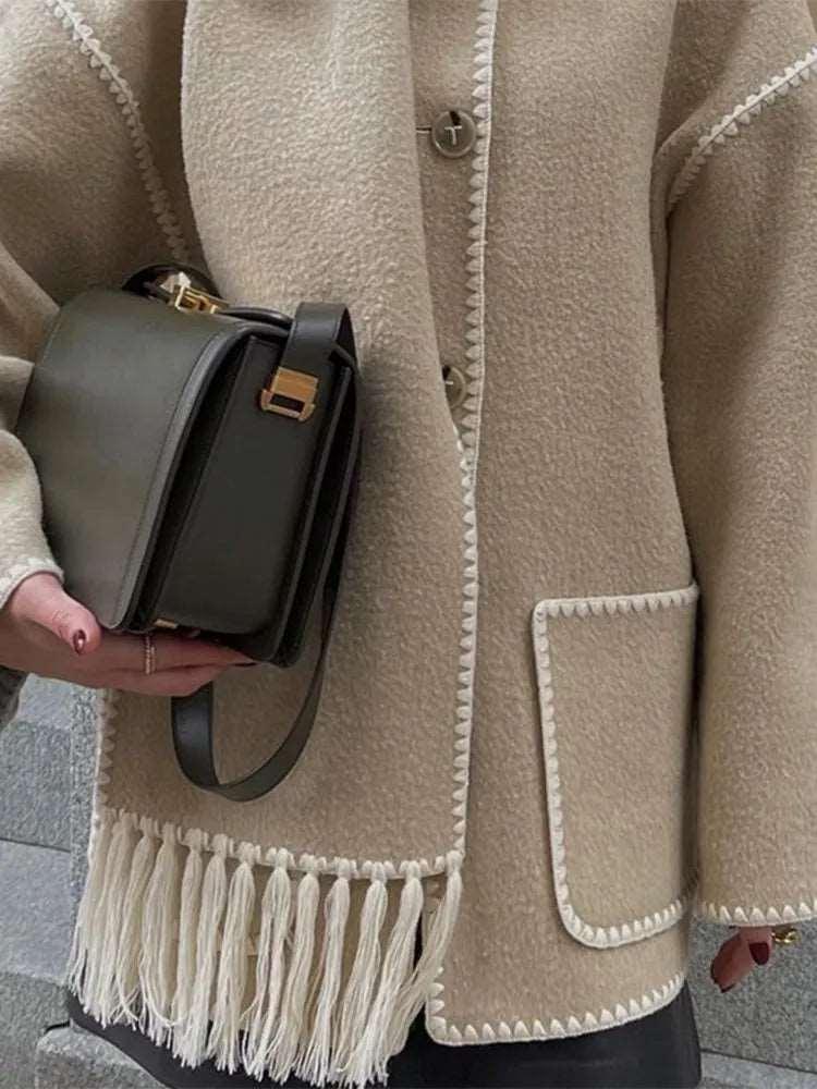 Women's Elegant Long Sleeve Single Pocket Coat - Alartis