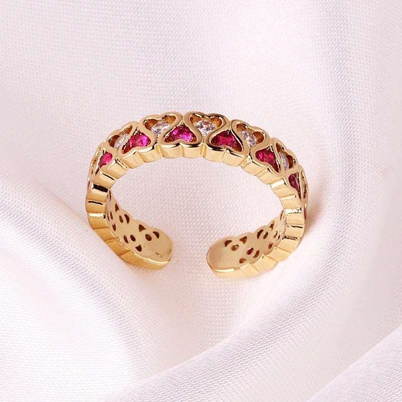 Women's Gold Color Rectangular Zircon Hand Rings - Alartis