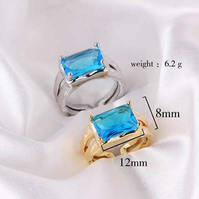 Women's Gold Color Rectangular Zircon Hand Rings - Alartis
