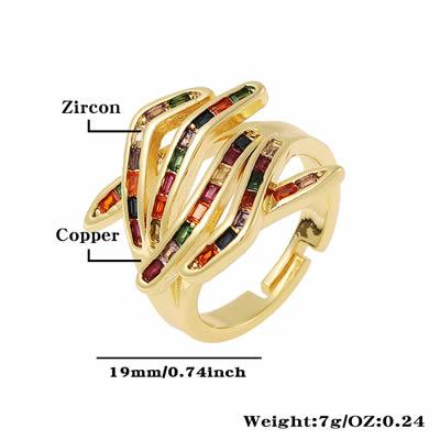 Women's Gold Color Rectangular Zircon Hand Rings - Alartis