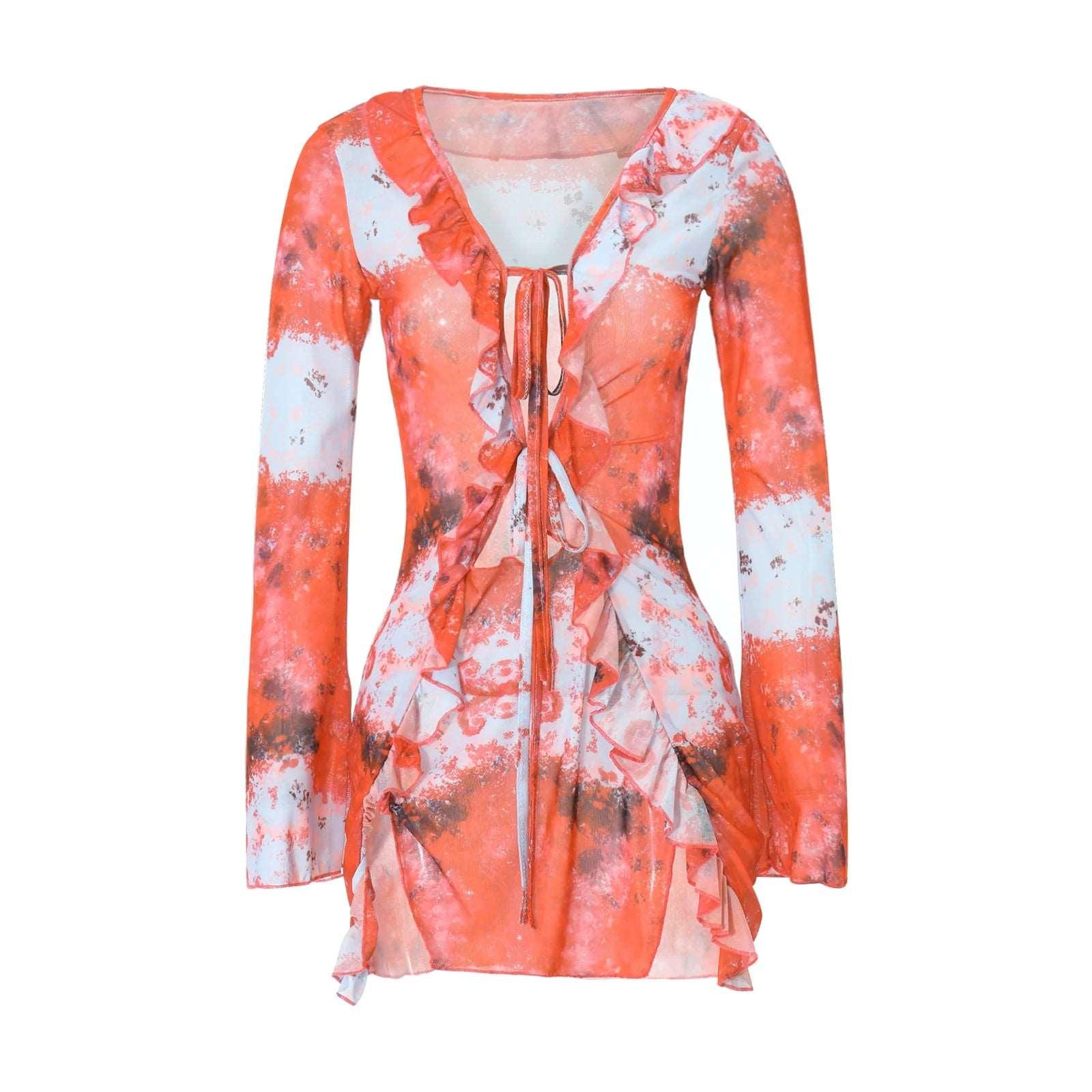 Women's Long Sleeve Lacing Bodycon Mini Dress for Club Party - Alartis