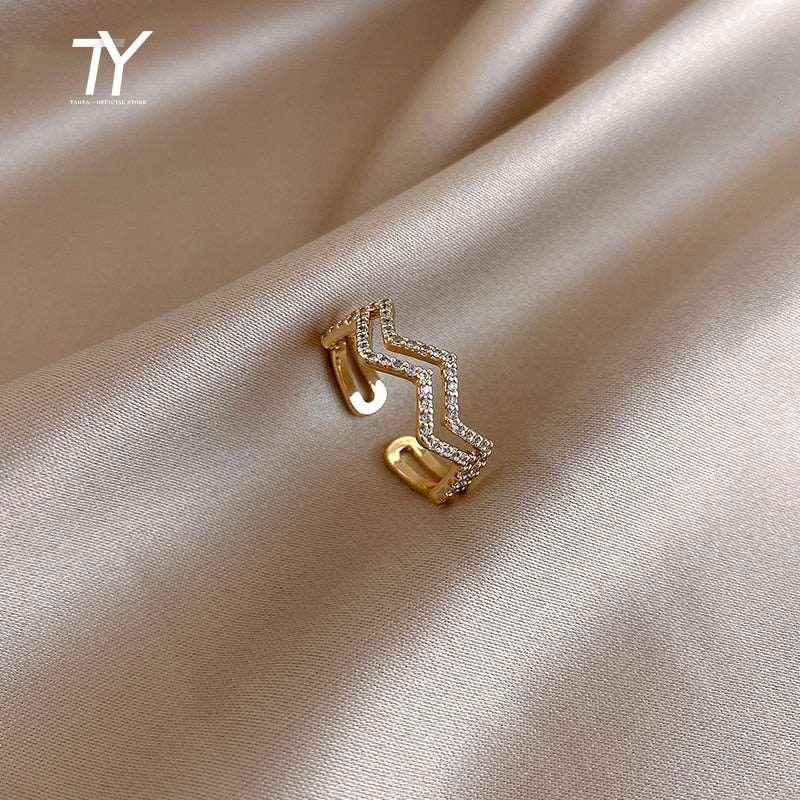 Women's Luxury Zircon Gold Color Open Rings - Alartis