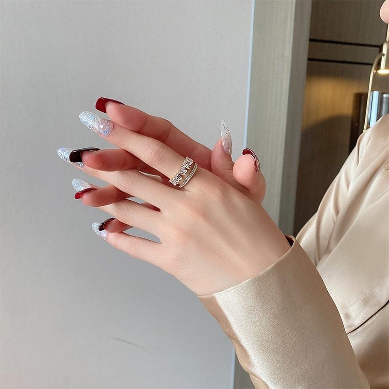 Women's Luxury Zircon Gold Color Open Rings - Alartis