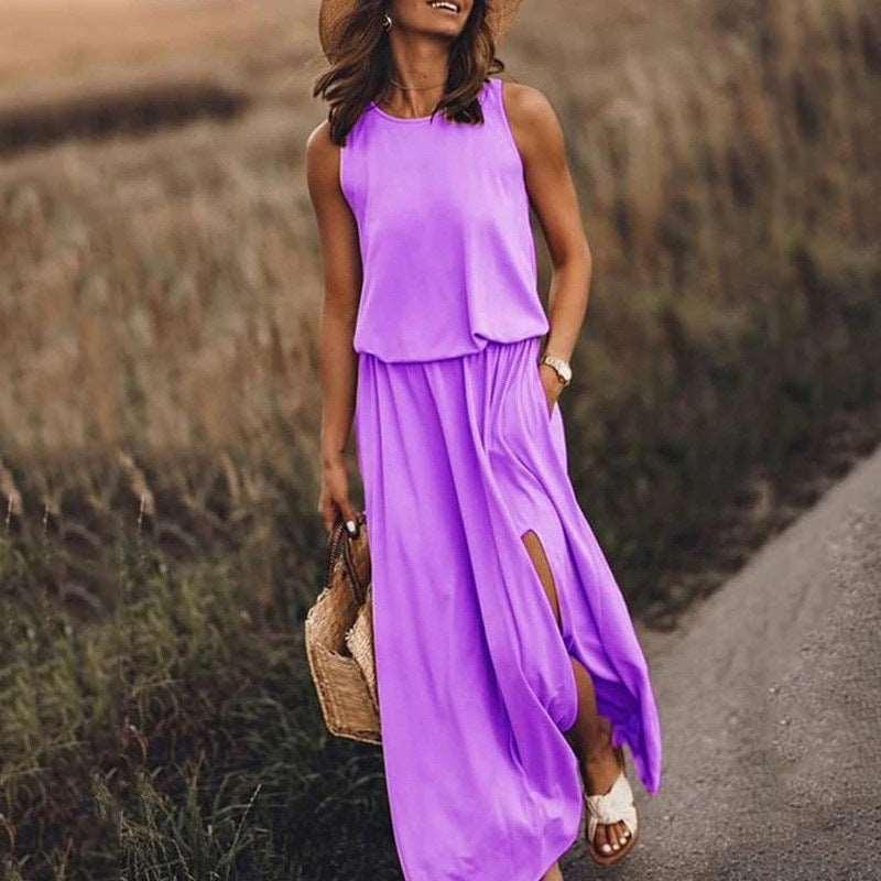 Women's Sleeveless Slit Long Dress - Alartis