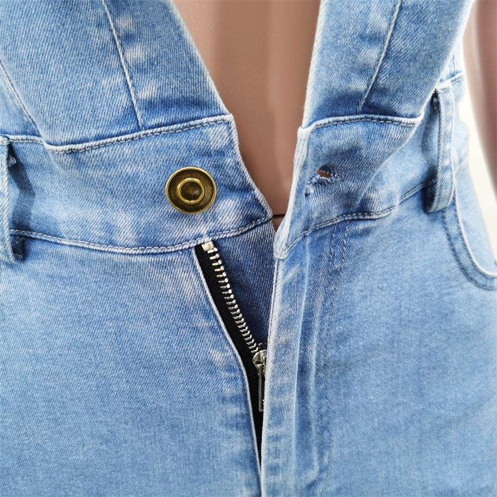 Women's Summer Casual High Elastic Denim Jumpsuit - Alartis