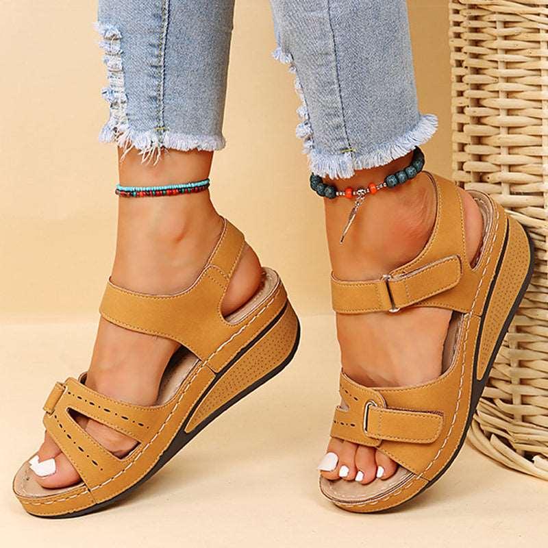 Women's Wedge Sandals, Summer Velcro Platform Shoes - Alartis
