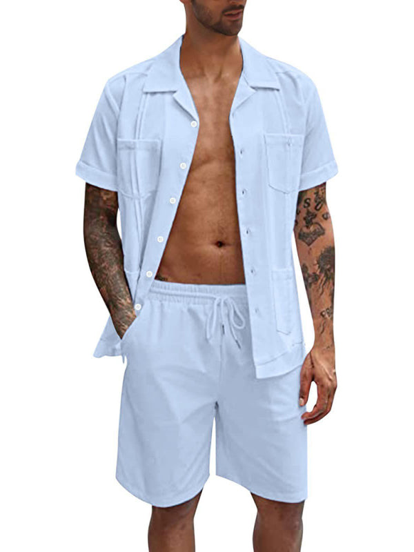 Men's Casual Shorts Shirt Set