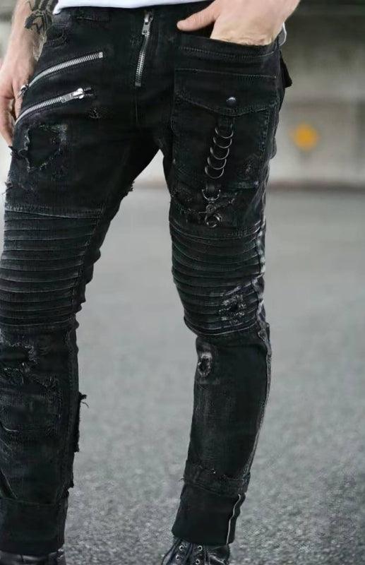 Men's Fashion Mid Waist Ripped Slim Jeans - Alartis