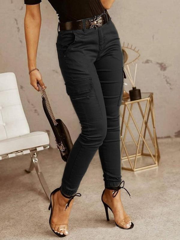 Women's Solid Color Ankle Cargo Pants - Alartis