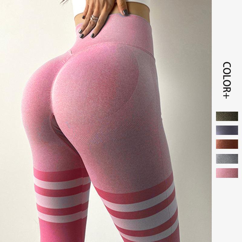 Women's Stripe Design Fitness Leggings, High Waisted Gym Yoga Pants - Alartis