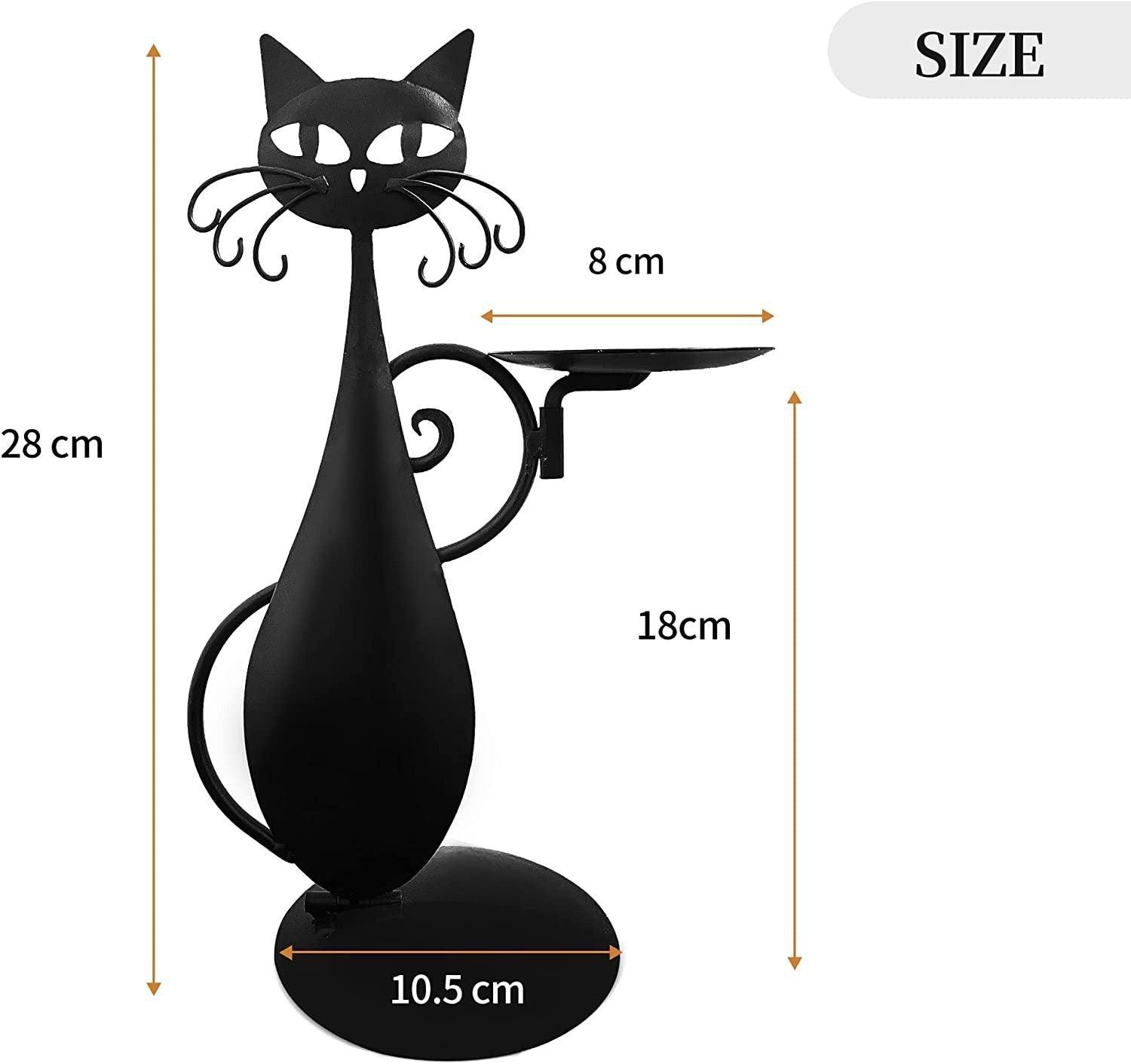 Black Metal Cat Retro Rural Farmhouse Candlestick - Alartis