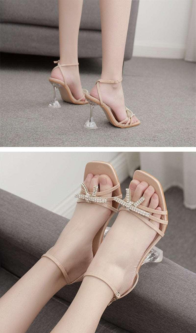 Eilyken White String Bead High Heels Women Summer Sandals - Alartis