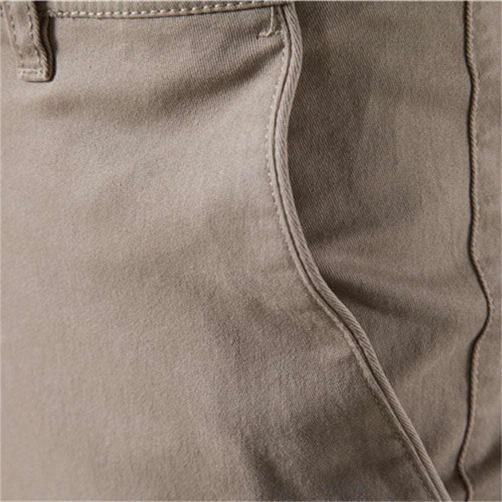 Men's Casual Cotton Trousers, Solid Color Slim Fit Pants, Classic Business Pants - Alartis