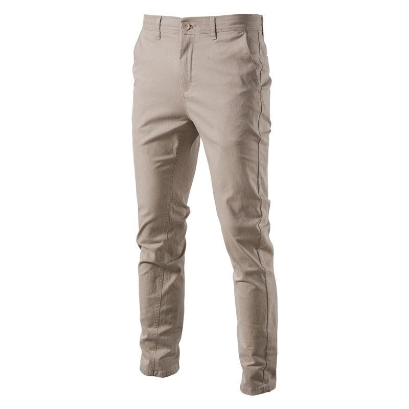 Men's Casual Cotton Trousers, Solid Color Slim Fit Pants, Classic Business Pants - Alartis