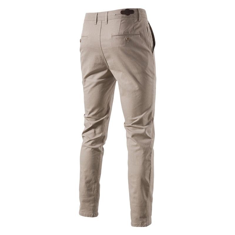 Men's Casual Cotton Trousers, Solid Color Slim Fit Pants, Classic Business Pants - Alartis