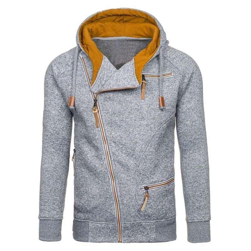 Men's Casual Solid Long Sleeve Zipper Hoodie - Alartis