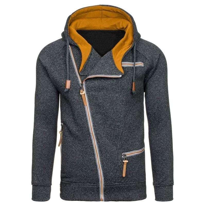 Men's Casual Solid Long Sleeve Zipper Hoodie - Alartis