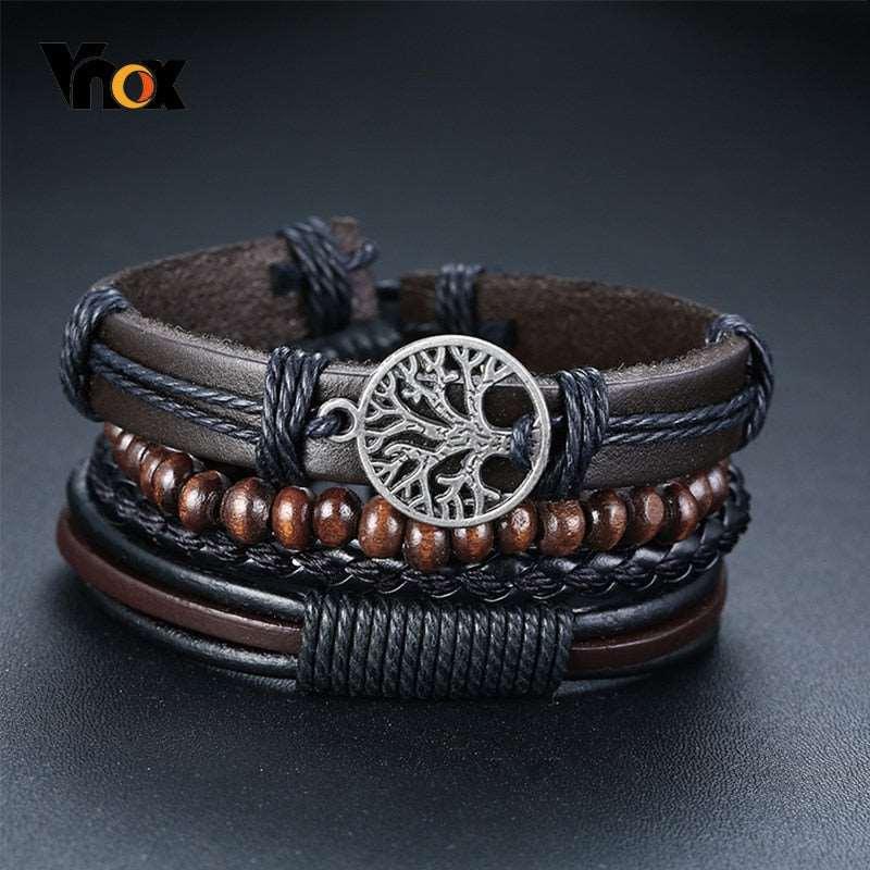 Men's Four Pieces Vintage Leather Bracelets - Alartis