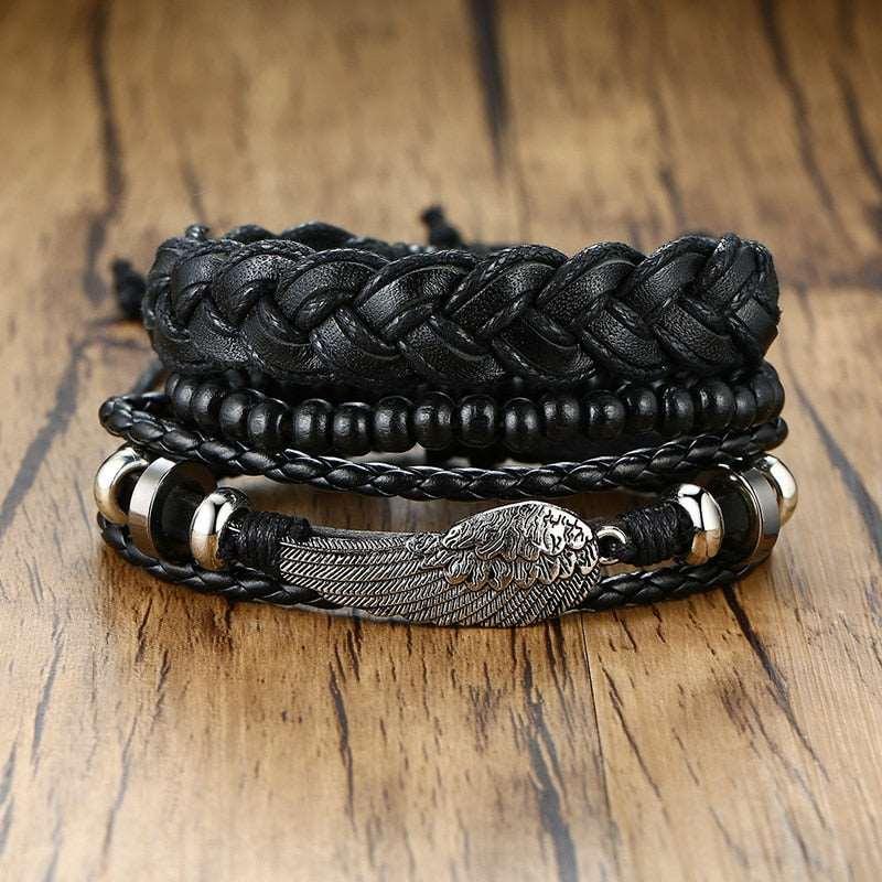 Men's Four Pieces Vintage Leather Bracelets - Alartis