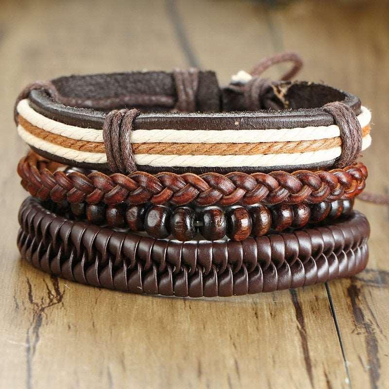 Men's Four Pieces Vintage Leather Bracelets - Alartis