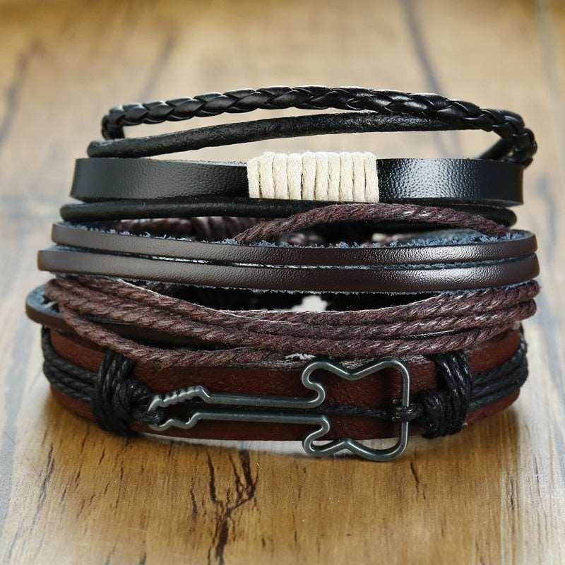 Men's Four Pieces Vintage Leather Bracelets - Alartis