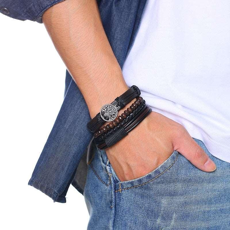 Men's Four Pieces Vintage Leather Bracelets - Alartis