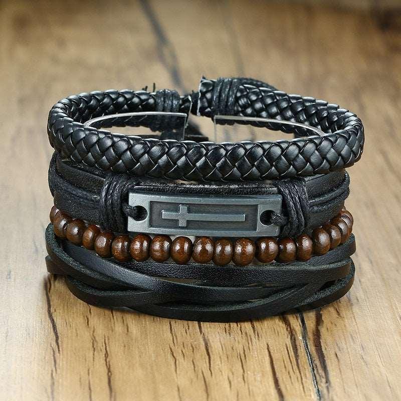 Men's Four Pieces Vintage Leather Bracelets - Alartis