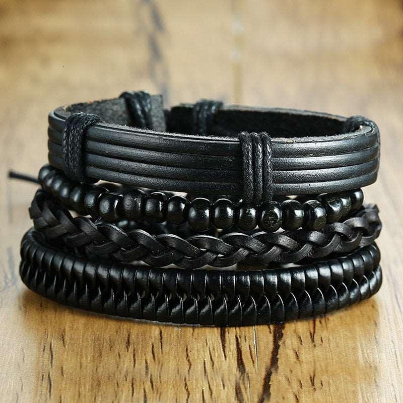 Men's Four Pieces Vintage Leather Bracelets - Alartis