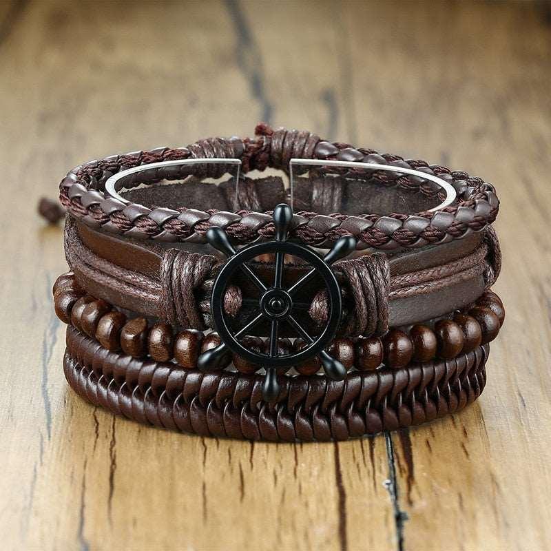 Men's Four Pieces Vintage Leather Bracelets - Alartis