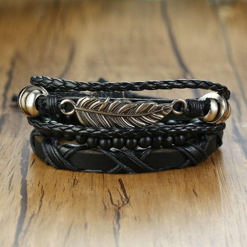 Men's Four Pieces Vintage Leather Bracelets - Alartis