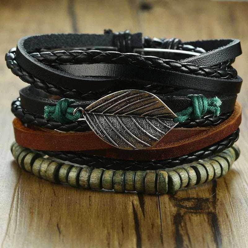 Men's Four Pieces Vintage Leather Bracelets - Alartis