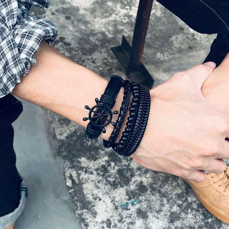 Men's Four Pieces Vintage Leather Bracelets - Alartis