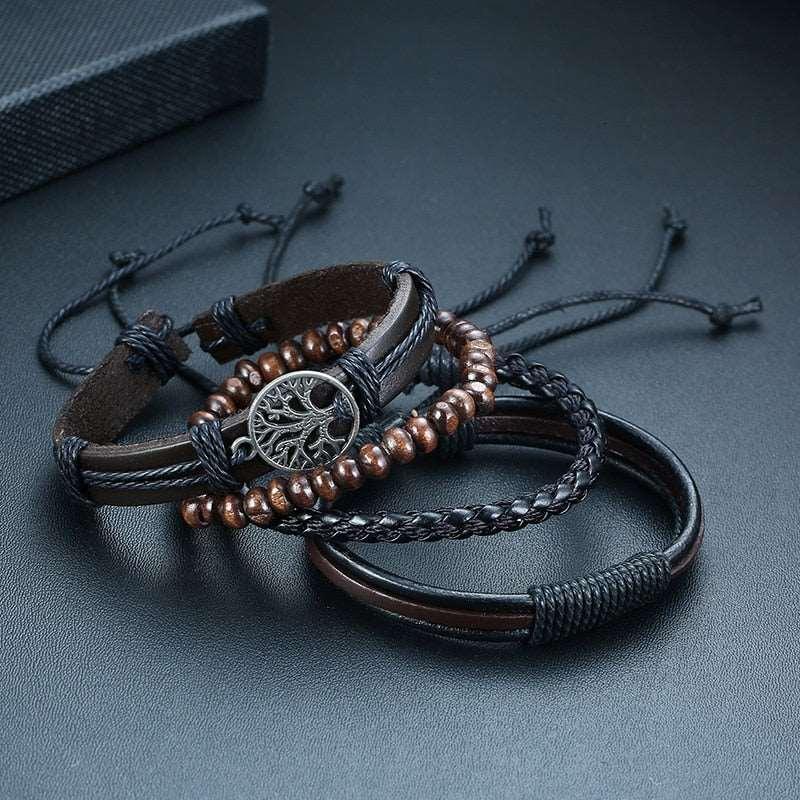 Men's Four Pieces Vintage Leather Bracelets - Alartis