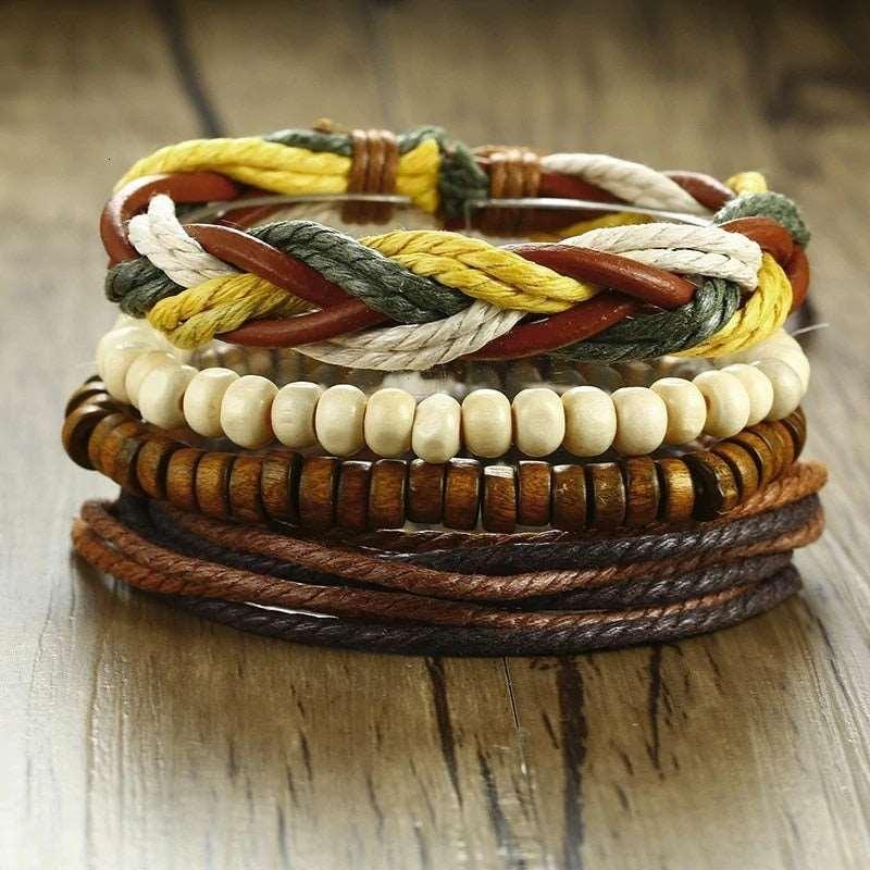 Men's Four Pieces Vintage Leather Bracelets - Alartis