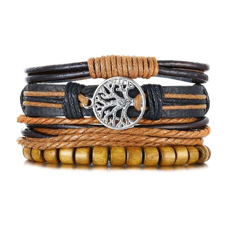 Men's Four Pieces Vintage Leather Bracelets - Alartis