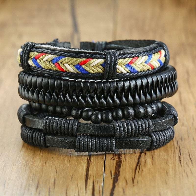 Men's Four Pieces Vintage Leather Bracelets - Alartis