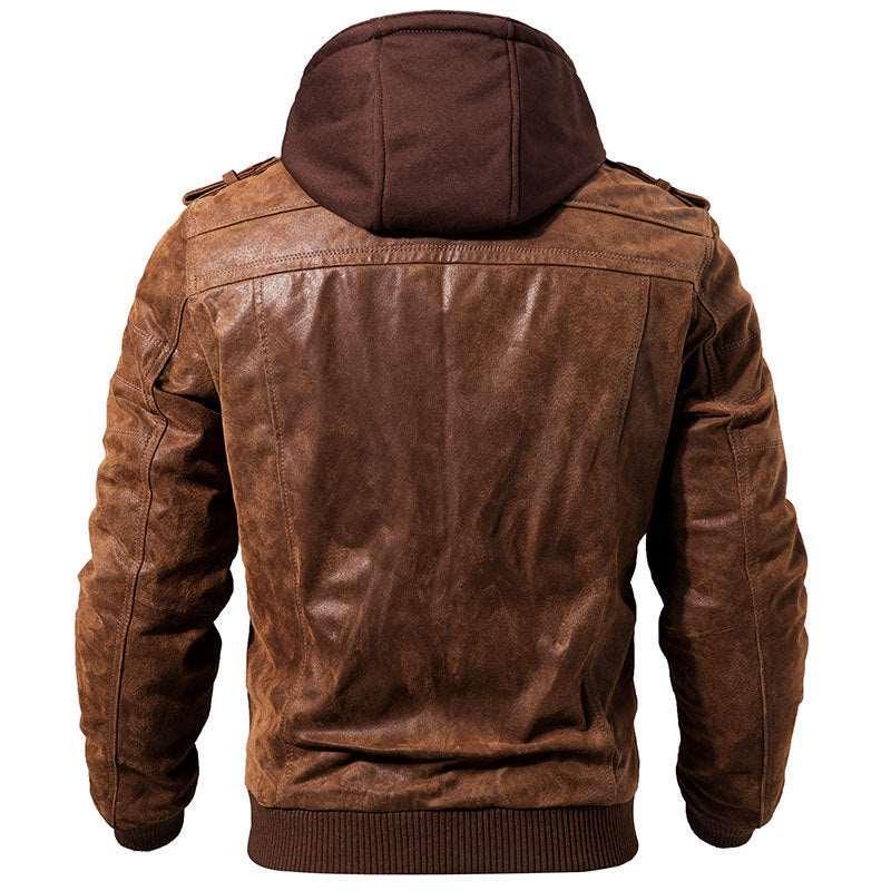 Men's Motorcycle Leather Jacket, Slim Fit Biker Coat - Alartis