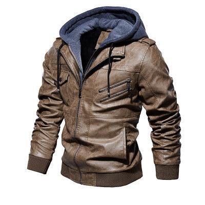 Men's Motorcycle Leather Jacket, Slim Fit Biker Coat - Alartis