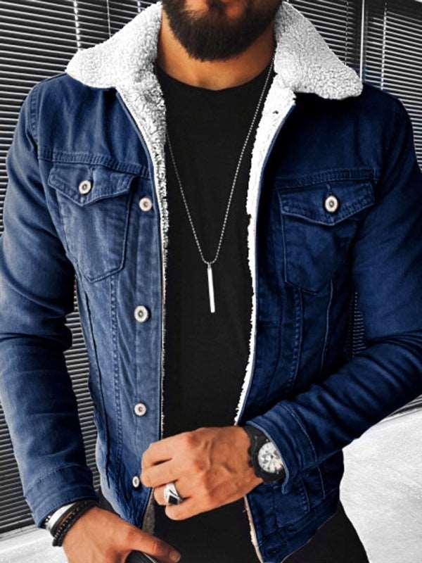 Men's Plush Style Denim Outer Jacket - Alartis