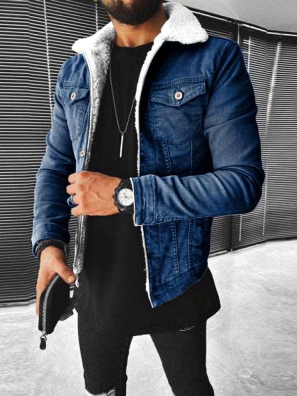 Men's Plush Style Denim Outer Jacket - Alartis