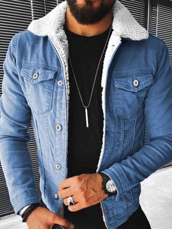 Men's Plush Style Denim Outer Jacket - Alartis