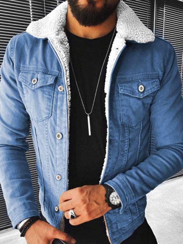 Men's Plush Style Denim Outer Jacket - Alartis